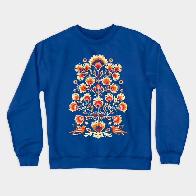 Yellow and orange folklore on dark background Crewneck Sweatshirt by FK-UK